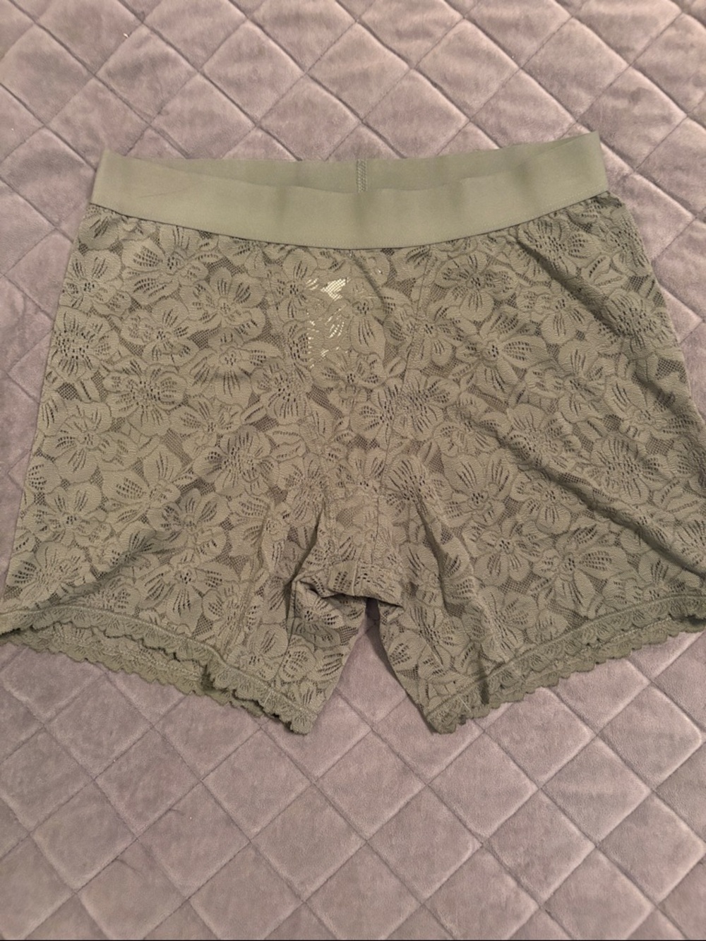 Aerie Lace High-Waist boyshort Women's Shorts in Sage Green medium